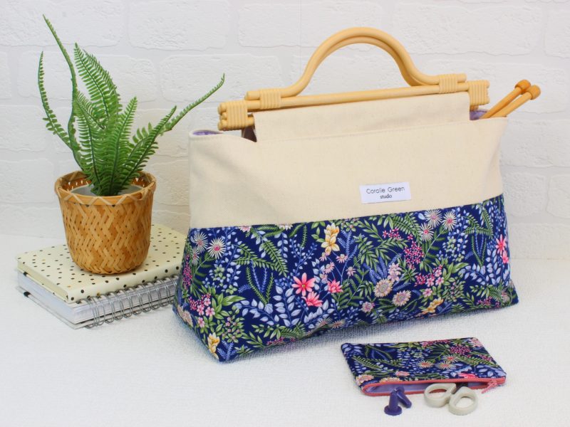 Large knitting bag- navy floral - Image 7