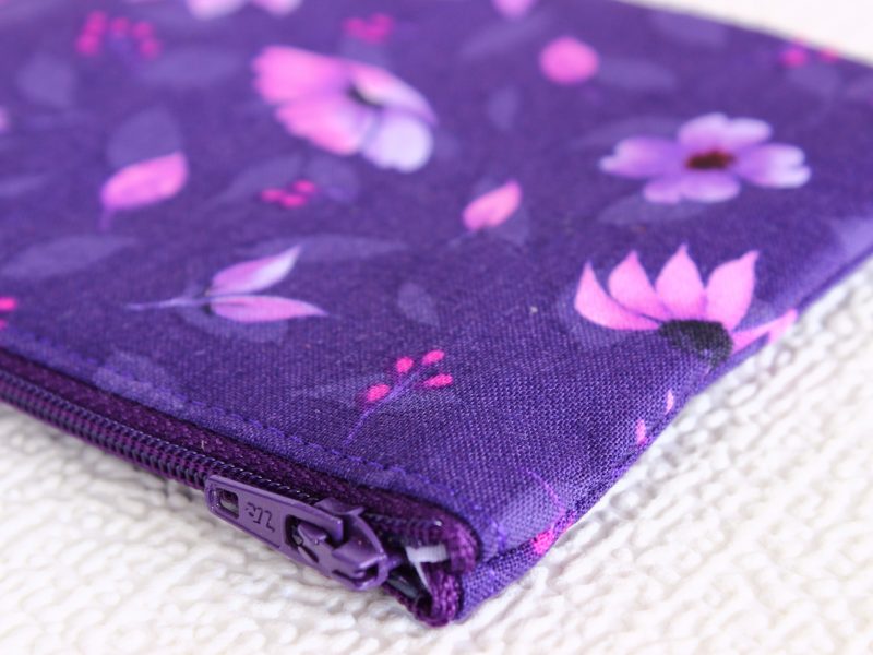 Mini zipped purse- deep purple floral - Image 4