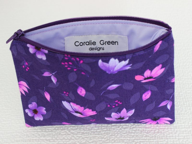Mini zipped purse- deep purple floral - Image 3