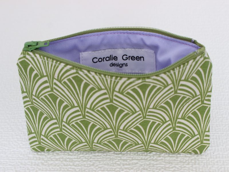 Mini zipped purse- green art deco - Image 2