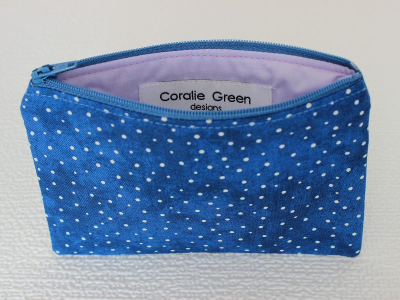 Mini zipped purse- blue spotty - Image 3