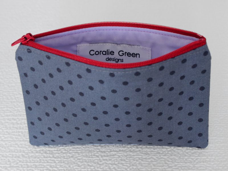 Mini zipped purse- grey spotty - Image 3