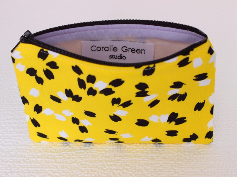 Mini zipped purse- yellow abstract petals - Image 2