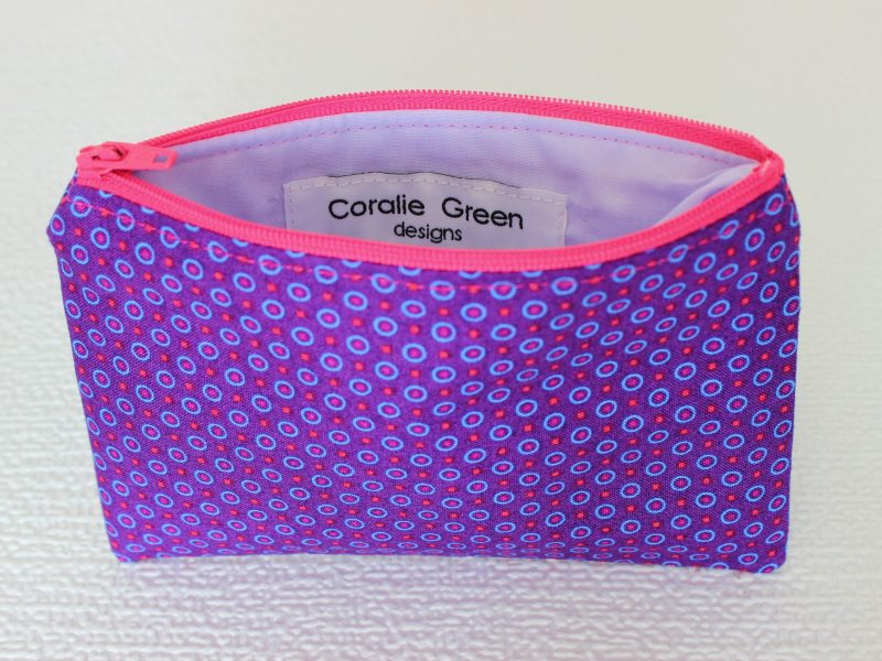 Mini zipped purse- purple pink dotty - Image 2