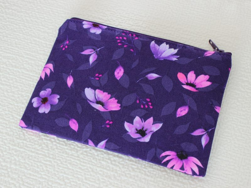 Mini zipped purse- deep purple floral - Image 2