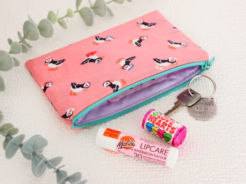 Mini zipped purse- puffins