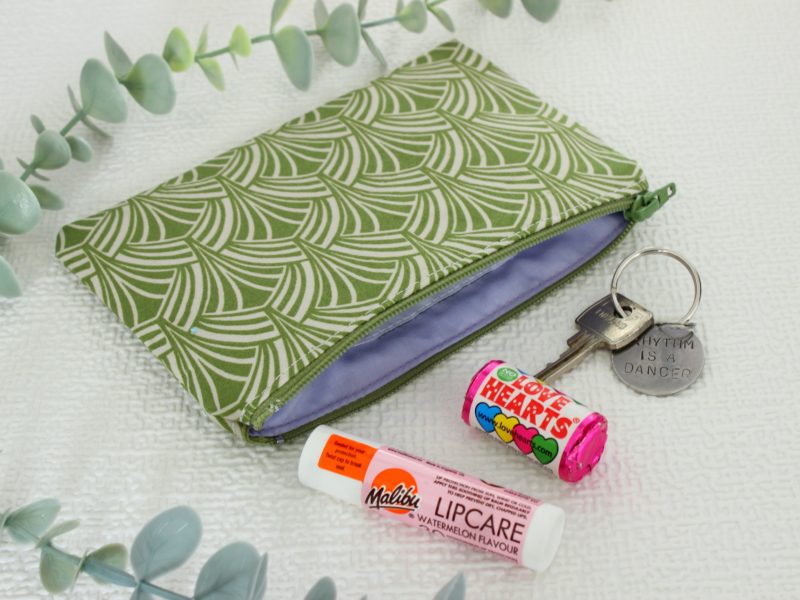 Mini zipped purse- green art deco