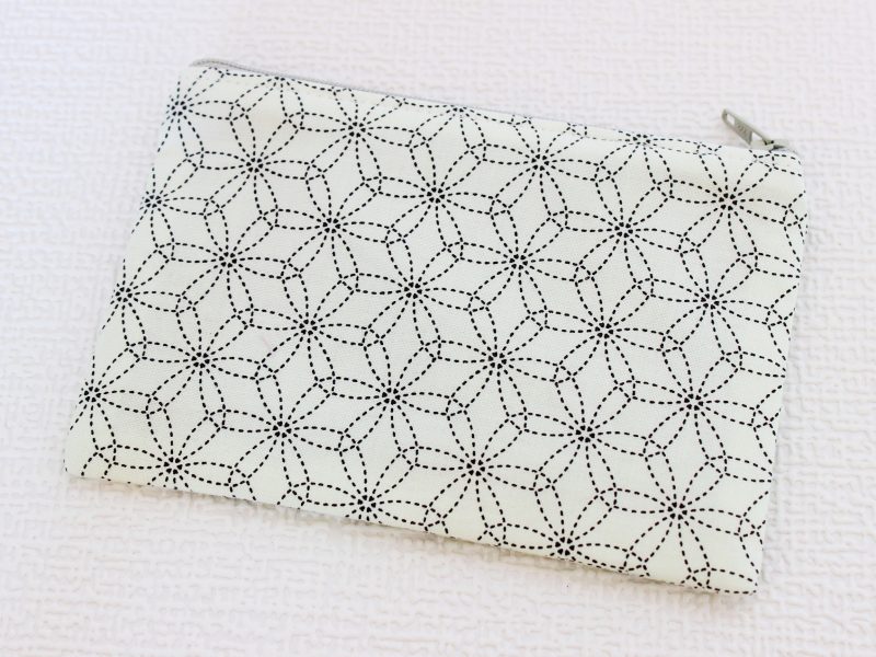 Mini zipped purse- cream sashiko - Image 4