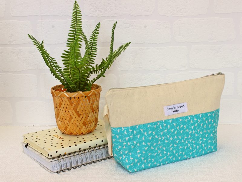 Medium pouches- turquoise flamingoes - Image 2