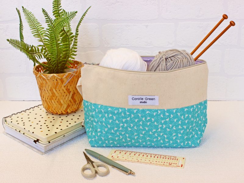 Medium pouches- turquoise flamingoes