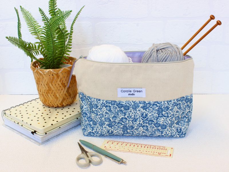 Medium pouches- rustic blue floral