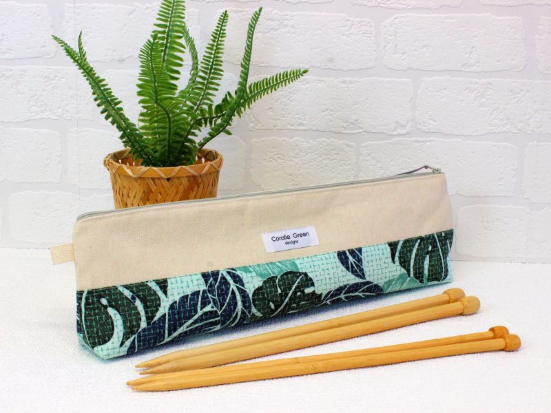 Knitting needle storage- green monstera