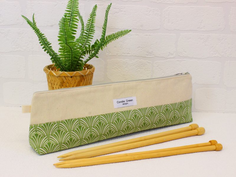 Knitting needle storage- green art deco