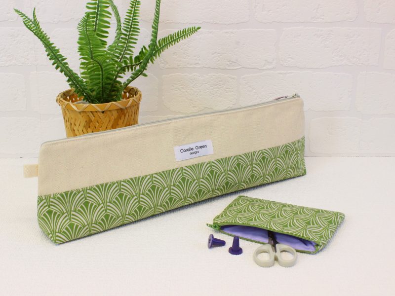 Knitting needle storage- green art deco - Image 4