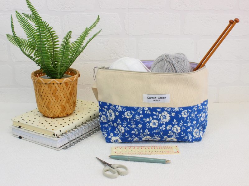 Medium pouches- blue white floral
