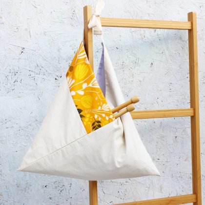Knot bag- golden yellow botanical design