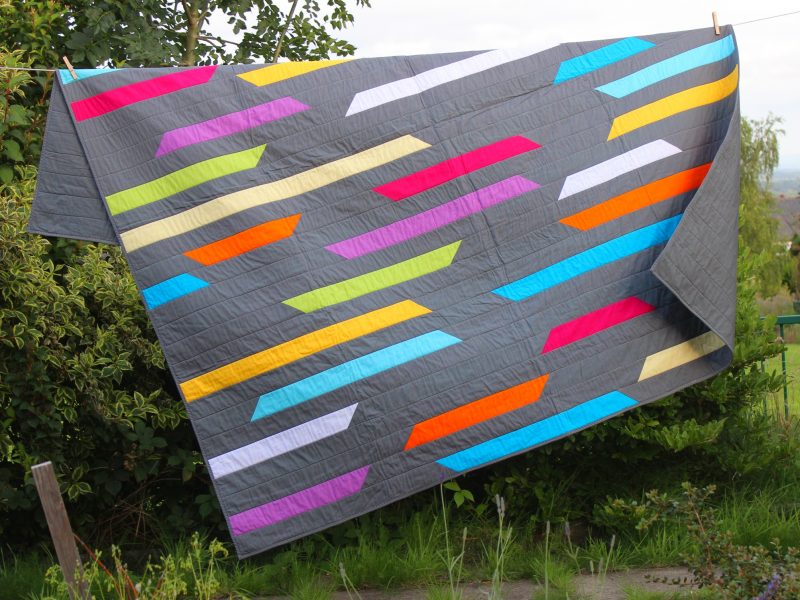 Grey and colour streaks quilt - Image 6