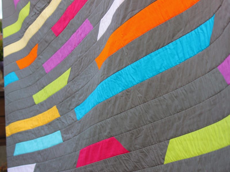 Grey and colour streaks quilt - Image 5