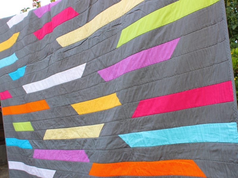 Grey and colour streaks quilt - Image 4