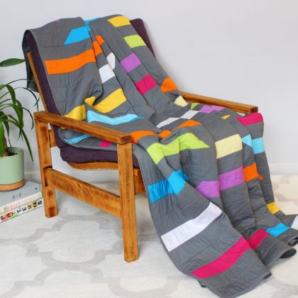 Grey and colour streaks quilt