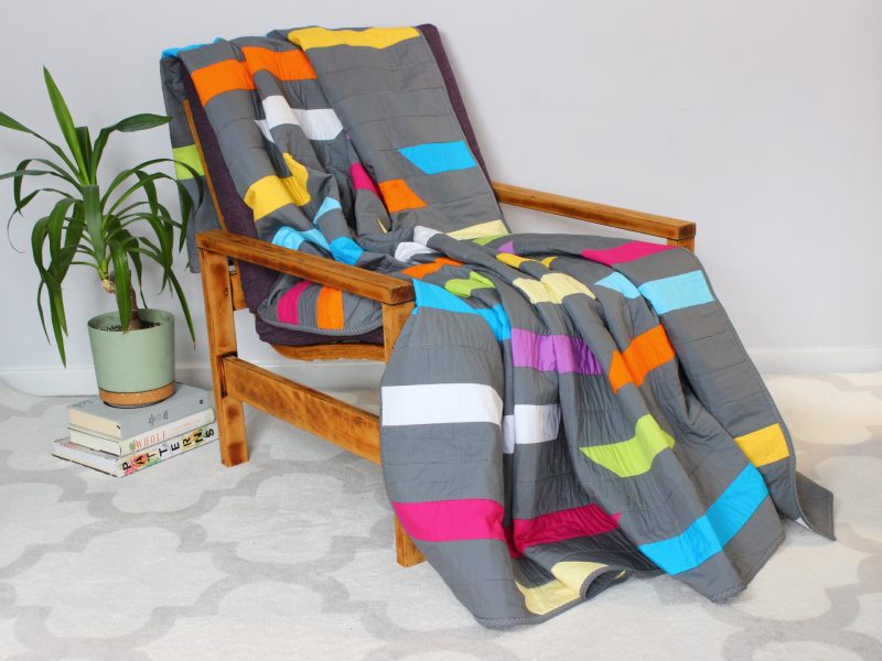 Grey and colour streaks quilt - Image 2