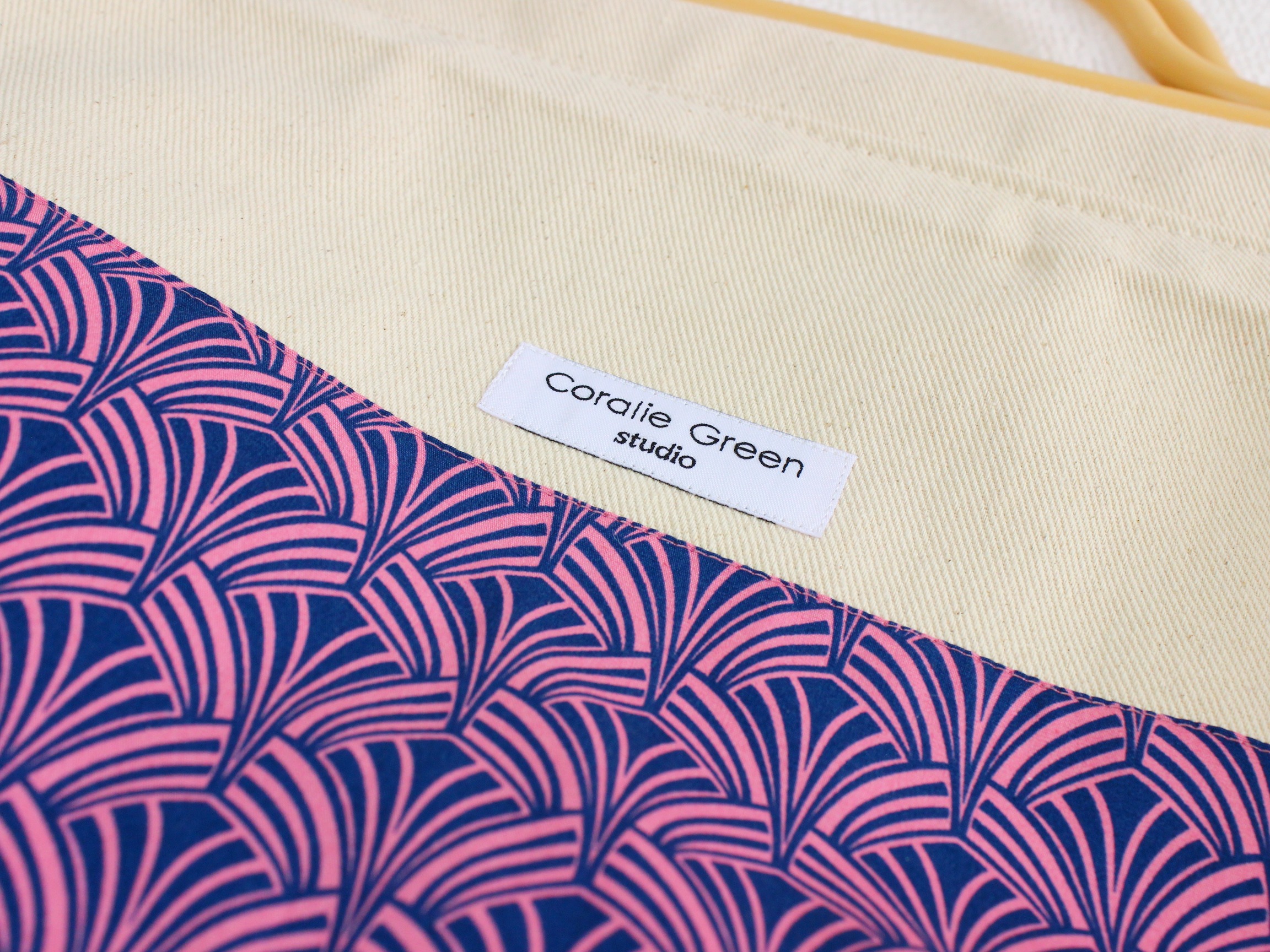 Large knitting bag- blue pink art deco - Image 3