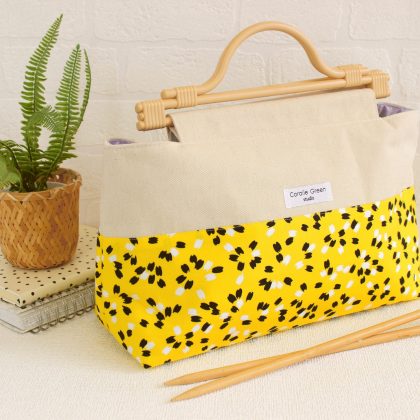 Large knitting bag- yellow abstract petals